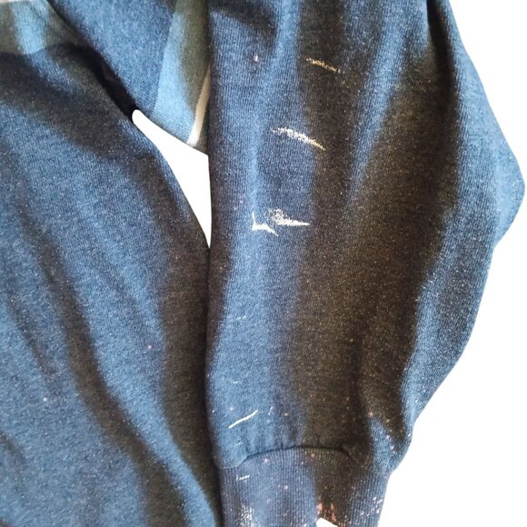 XLT Vintage Rugby Shirt St. Johns Bay Denim Collar Distress Paint 1990's Polo - Picture 6 of 7